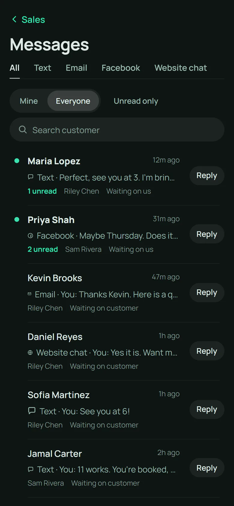 Phone: the messages inbox